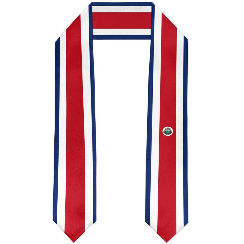 6064 Costa Rica Flag Graduation Stole Satin Sash Scarf for Study Aboard